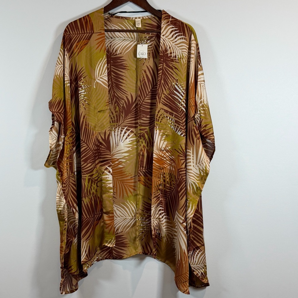 Cato Leaf Pattern Kimono in Brown and Green